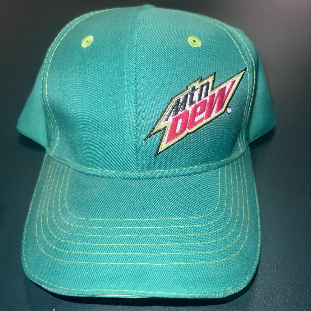 Mountain Dew Soda Pop Green Adjustable Baseball Cap Hat Soda Gear